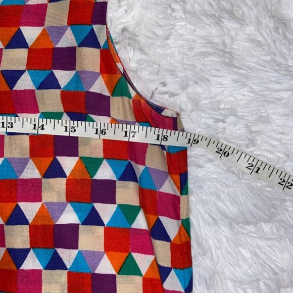 Kate Spade Selena Silk Top Multi Color Pueblo Tile Geometric Print Medium - Picture 8 of 10